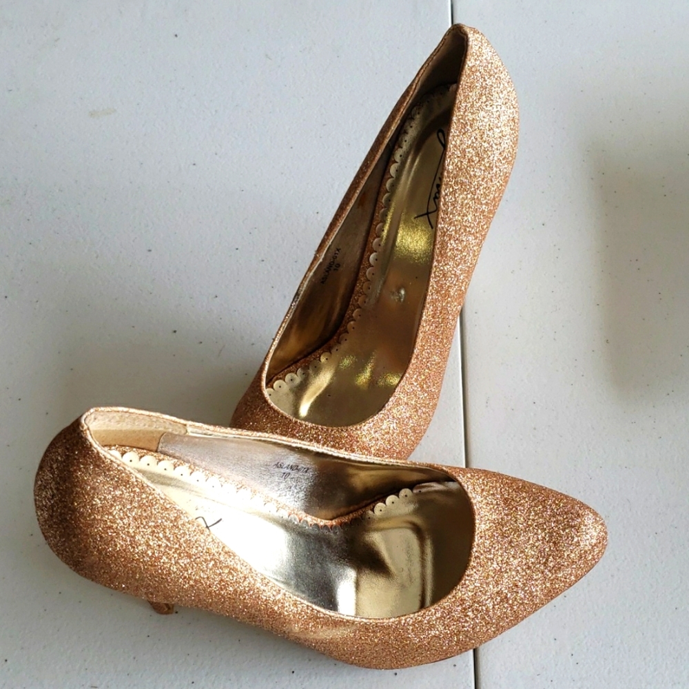 Gold Glitter Heels